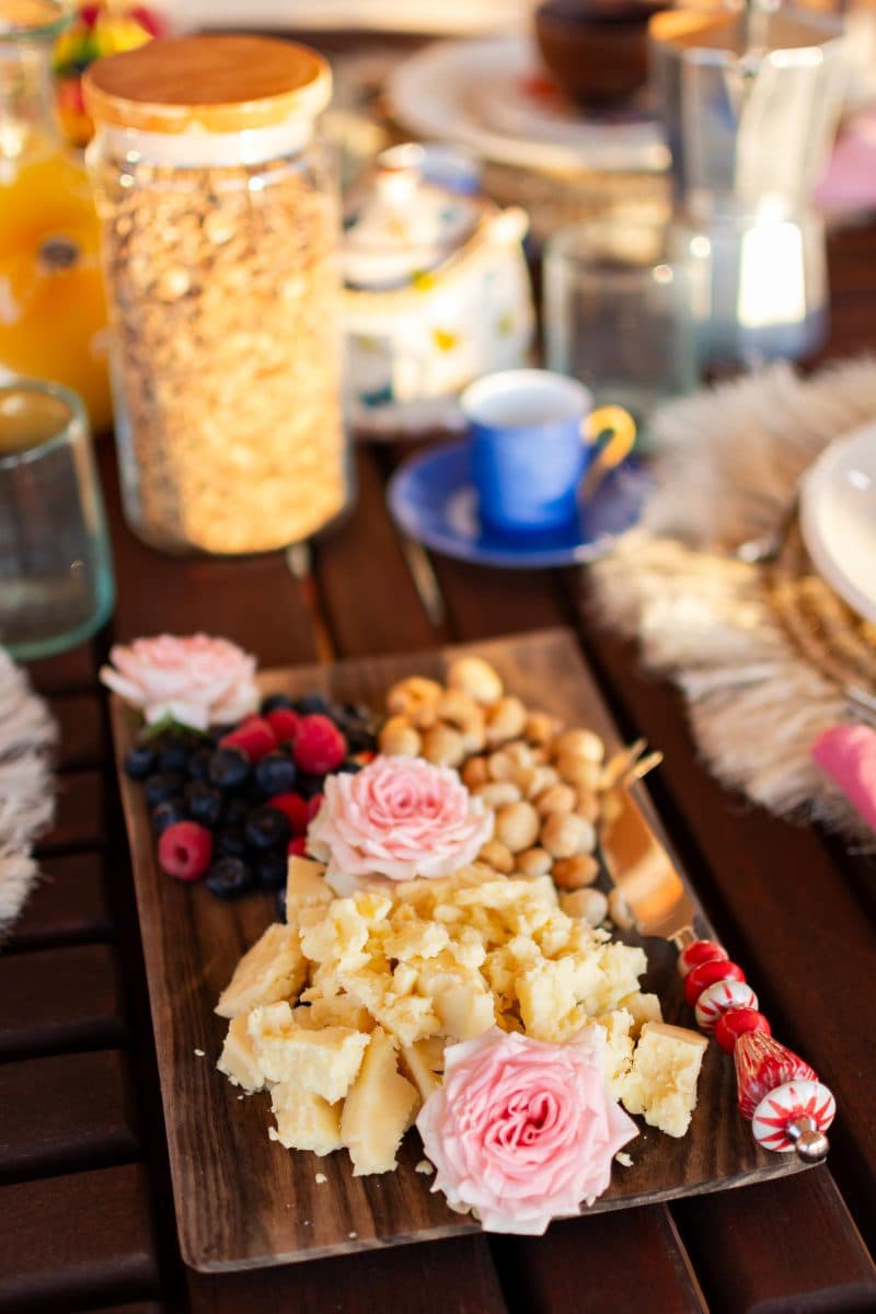 La Maison Bleue Naivasha — tropical fruit platter on the outdoor terrace table